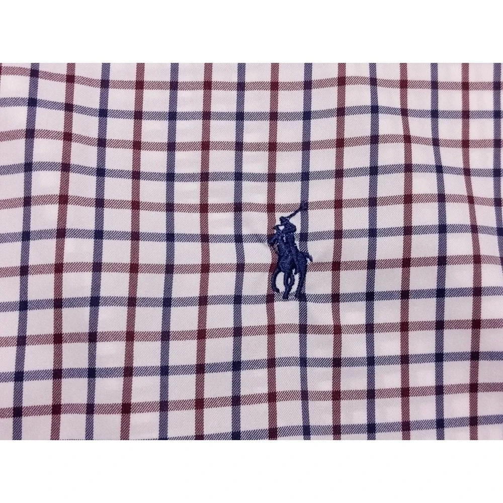 POLO RALPH LAUREN Performance Long Sleeve Button Shirt Red‎ Blue Checks XXL 2XL